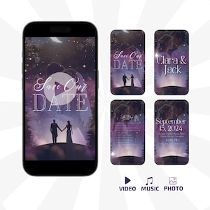 Wedding Video Invitation Template, Animated Wedding Invitation with RSVP, Details & Program, Add Your Own Photo and Music, Canva
