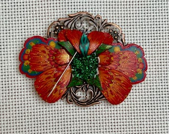 Imán de arcilla polimérica con forma de mariposa de fantasía para guardar agujas, regalo para punto de cruz