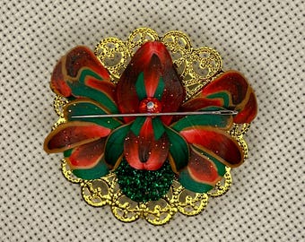 Christmas Needle Minder Fantasy Flower Cross Stitch Magnet Needlework Gift