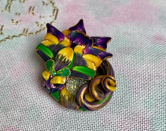 Aguja de dragón Minder, arcilla polimérica, imán de pensamiento morado, punto de cruz, regalo, costura