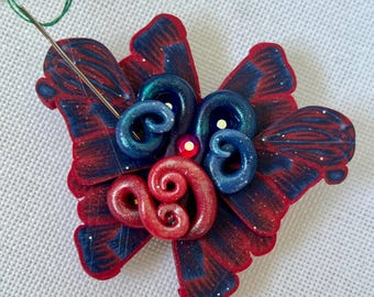 Fantasy Butterfly Needle Minder Berry Milkshake Polymer Clay Magnet Cross Stitch Gift