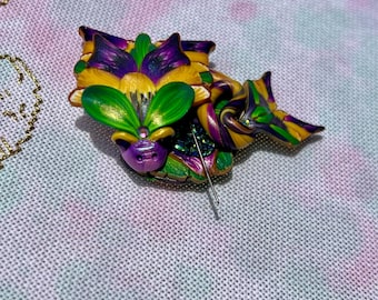 Aguja de dragón Minder, arcilla polimérica, imán de pensamiento morado, punto de cruz, regalo, costura