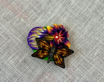 Imán de arcilla polimérica con forma de mariposa monarca para guardar agujas, punto de cruz, regalo de costura