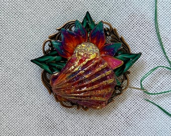 Seashell Needle Minder Summer Cross Stitch Polymer Clay Needlework Sea Magnet