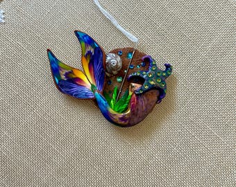 Mermaid Tail Needle Minder Cross Stitch Polymer Clay Needlework Magnet
