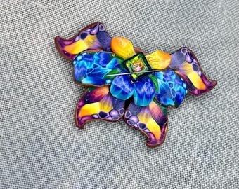 Butterfly Fantasy Flower Needle Minder Magnet Polymer Clay Cross Stitch Gift