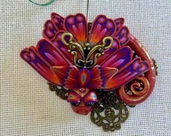 Dragon Needle Minder Summer Sunset Polymer Clay Magnet Cross Stitch Gift