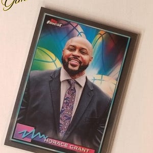 Carte à collectionner #44 Horace Grant Topps Finest NBA 2021 - Champion de la dynastie des Chicago Bulls - Rare collection à l'état neuf