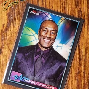 Carte à collectionner #31 Hersey Hawkins Topps Finest NBA 2021 - Authentique souvenirs SuperSonics des 76ers/Seattle - Collection All-Star en parfait état