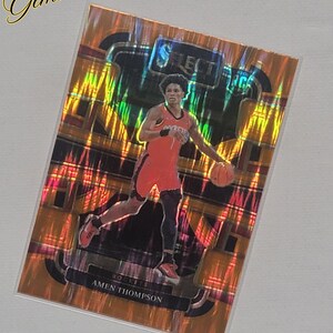 Carte à collectionner #96 de basket-ball Amen Thompson 2023-24 Panini Select Concourse - Rockets de Houston - Lunette Prizm, presque neuf, état neuf