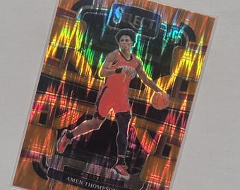 Tarjeta de novato Amen Thompson Prizm Refractor: Panini Select Houston Rockets 2023-24