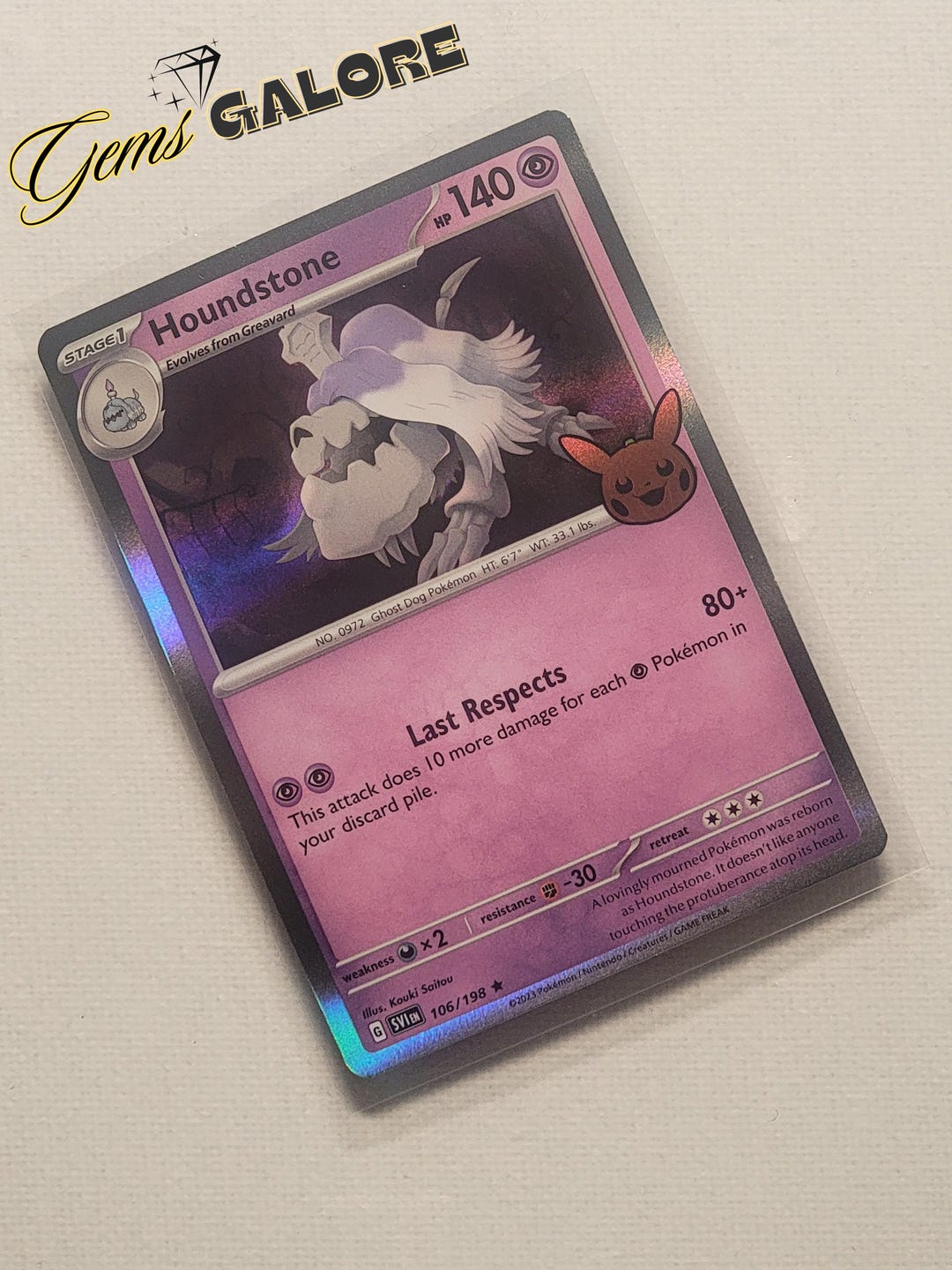 2023 Houndstone Trick or Trade Pokmon Card #106/198 - Last Respects Attack  - Mint Condition - Etsy Australia
