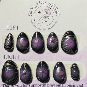 Black and Purple Aura Press On Nails | Handmade Gel Nail Set | Gothic Custom Nails