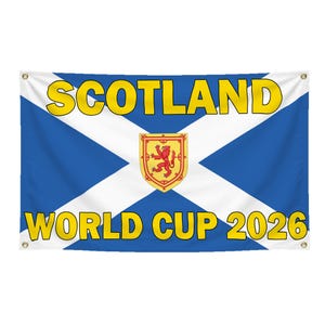 Bandera de Escocia para la Copa Mundial de 90 x 150 cm / Escocia 2026 / Poliéster 100D premium con impresión por sublimación / Ojales de latón / Regalo de fútbol