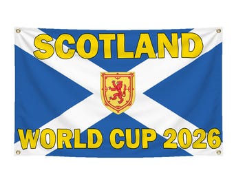 Scotland World Cup Flag 3x5ft | Scotland World Cup 2026 | Premium 100D Polyester with Sublimation Printing | Brass Grommets | Football Gift