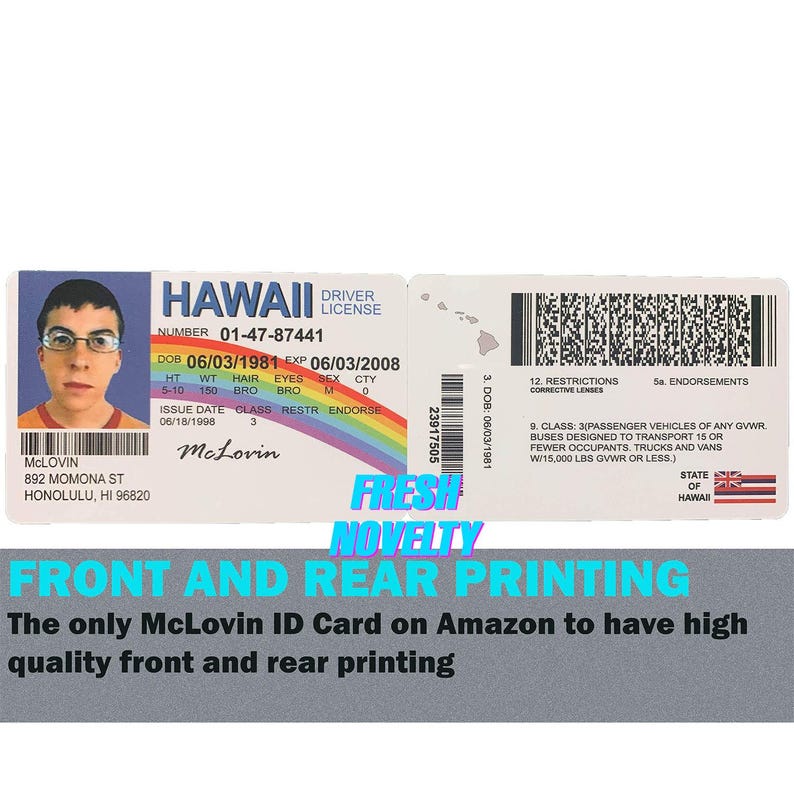 Mclovin ID Card - Etsy