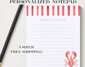 Personalized Lobster Notepad, Coastal Preppy To-Do List