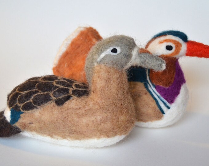 Mandarin Duck Pair Felted Stuffed Animals Etsy