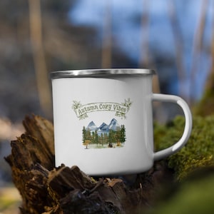 Cozy Fall Vibes Enamel Mug | Autumn-Themed Camp Mug | Fall-Themed Camper Mug | Gift for Autumn Lovers | Fall Lovers Gift | Camping Mug