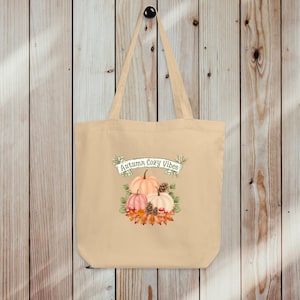 Cozy Fall Vibes Eco Tote Bag | Autumn-Themed Tote Bag | Fall Season Tote Bag | Gift for Fall Lovers | Autumn Lovers Gift | Autumn Cozy Vibes