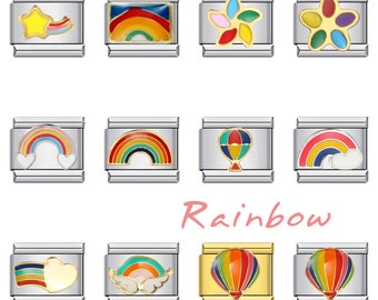 Italian Charms, 9mm Charms, Italian Bracelet Charms, Italian Charm Bracelet,Custom Bracelet Charms,   Rainbow Charms