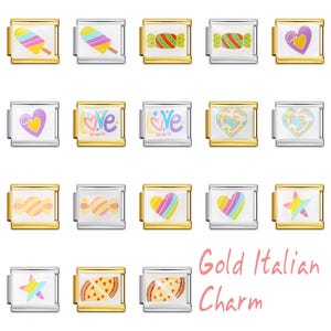 Gold Italian Charms, 9mm Charms, Italian Bracelet Charms, Italian Charm Bracelet,Custom Bracelet Charms