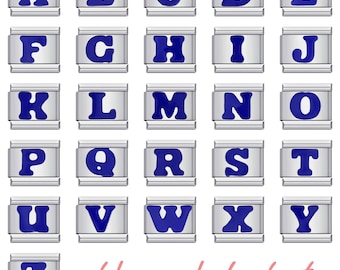 Italian Charms, 9mm Charms, Italian Bracelet Charms, Italian Charm Bracelet,Custom Bracelet Charms,   blue alphabet Charms/letter  Charms
