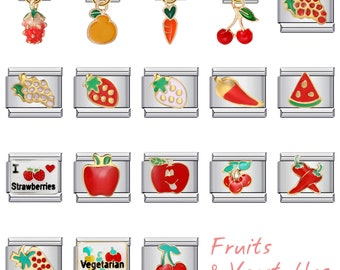 Italian Charms, 9mm Charms, Italian Bracelet Charms, Italian Charm Bracelet,Custom Bracelet Charms, Fruits & Vegetables Charms