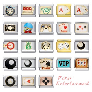 Italian Charms, 9mm Charms, Italian Bracelet Charms, Italian Charm Bracelet,Custom Bracelet Charms, Poker Entertainment Charms