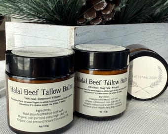 Halal Grass-Fed Beef Tallow Balm: Whipped, Organic, Unscented