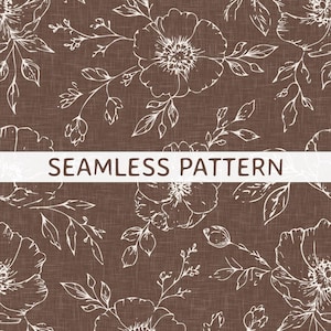 Chocolate Brown Flower Seamless Design Botanical Repeating Pattern Cute Floral Digital Download Modern Feminine Printable Digital Paper PNG