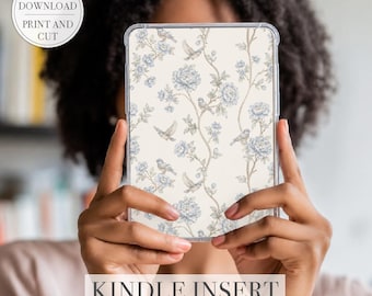 Inserto Kindle Chinoiserie floreale, inserto Kindle Paperwhite stampabile, inserto Kindle Basic, fiori, uccelli, copertina Kindle, Kindle Girlie BookTok