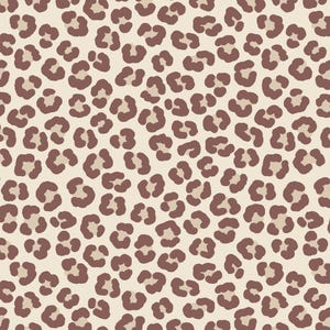 May include: A seamless pattern featuring a brown leopard print on a cream background. The text LEOPARD PRINT SEAMLESS PATTERN is displayed at the top, and the word SAVE is printed in a white rounded box at the bottom of the image.