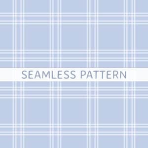 Blue Plaid Seamless Pattern PNG File Cream White Pastel Windowpane Fabric Print Elegant Minimal Wallpaper Neutral Boho Plaid Digital Paper