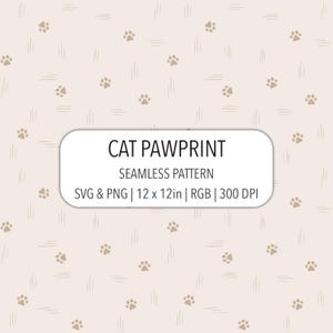 Cat Paw Print Seamless Pattern SVG PNG Cute Kitten Scratch Marks and footprints Digital Paper Instant Download