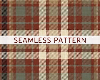 Earthy Terracotta Plaid Seamless Pattern PNG File Worn Texture Masculine Tartan Elegant Brown Green Beige Black Bands Classic Fabric Print