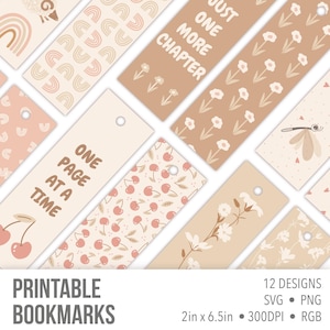 Bookmark SVG Bundle, Printable Bookmark PNG, Cute floral bookmark png, reading accessories svg, book lover svg