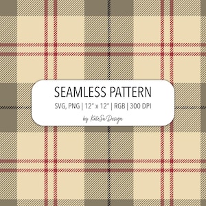 Beige Tartan Plaid Pattern SVG and PNG Files Elegant London Plaid Fabric Print Wallpaper Neutral Beige Berry Red Wallpaper Digital Paper
