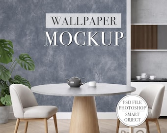 Modern Living Room Wallpaper Mockup PSD File Smart Object Editable Photoshop Photopea Mockup PNG for Etsy Shopify Listing Interior Wall