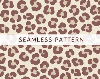 Cheetah Print Seamless Pattern Commercial Use Beige Brown Leopard Animal Print Jungle Aesthetic Background Digital Paper PNG Download SVG