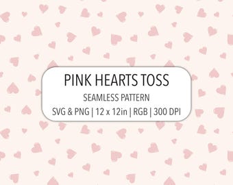Motivo senza soluzione di continuità con cuori rosa tenui, file SVG PNG, carta digitale carina, sfondo femminile, decorazione per la cameretta del neonato, confezione regalo per baby shower.