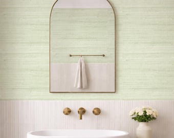 Pale Grass Green Faux Grasscloth Wallpaper Peel And Stick Woven Texture Soft Muted Pink Pre Pasted Interior Wallpaper Minimalist Wall