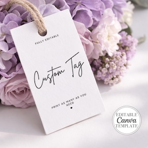 Editable Gift Tag Template Canva Printable Packaging Hang Tag Product Tag Template Customizable Wedding Favor Note Minimal Custom Card