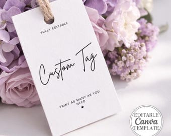 Editable Gift Tag Template Canva Printable Packaging Hang Tag Product Tag Template Customizable Wedding Favor Note Minimal Custom Card