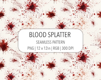 Halloween blood splatter seamless pattern PNG File horror red splotches on cream white spooky digital paper