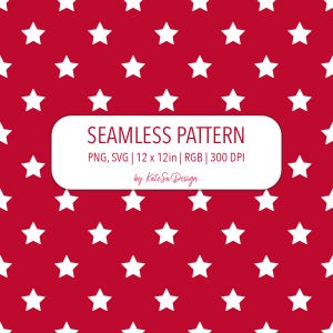 White stars on Ruby Red Seamless Pattern SVG PNG File USA Patriotic 4th of July Digital Paper Sublimation File Independence Day Freedom