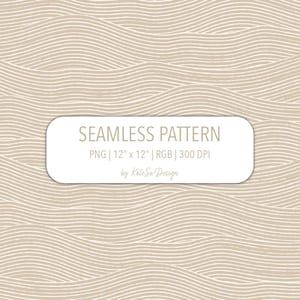 Beige Wavy Lines Seamless Pattern PNG File Neutral Texture Abstract Desert Fabric Print with Commercial License Boho Coastal Digital Paper