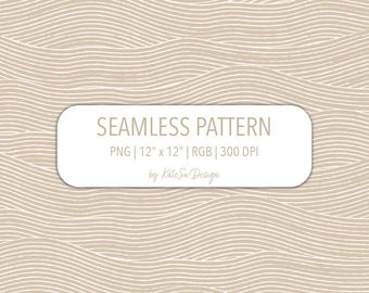 Beige Wavy Lines Seamless Pattern PNG File Neutral Texture Abstract Desert Fabric Print with Commercial License Boho Coastal Digital Paper