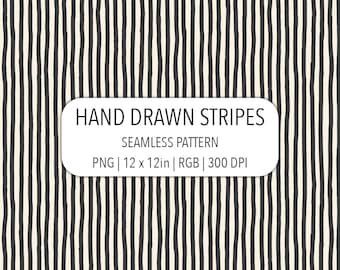 Hand Drawn Vertical Stripes Seamless Pattern Chocolate Brown Cream White SVG PNG