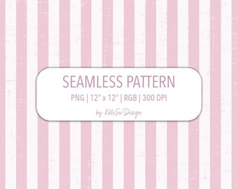 Pink French Stripe Seamless Pattern PNG File Hand Drawn Vertical Stripes with Distressed Texture Wood Block Print Look Surface Design Fabric